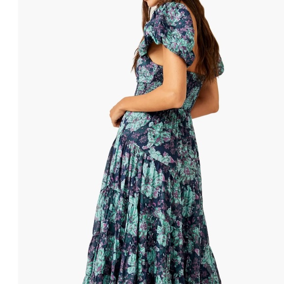 FREE PEOPLE Sundrenched Floral Tiered Maxi Sundress | Emerald Combo Floral NWOT - Picture 5 of 7